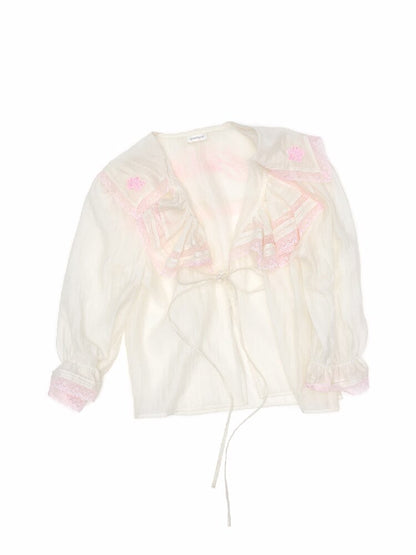 Mid Sleeve Ruffle Chiffon Shirt【s0000016913】