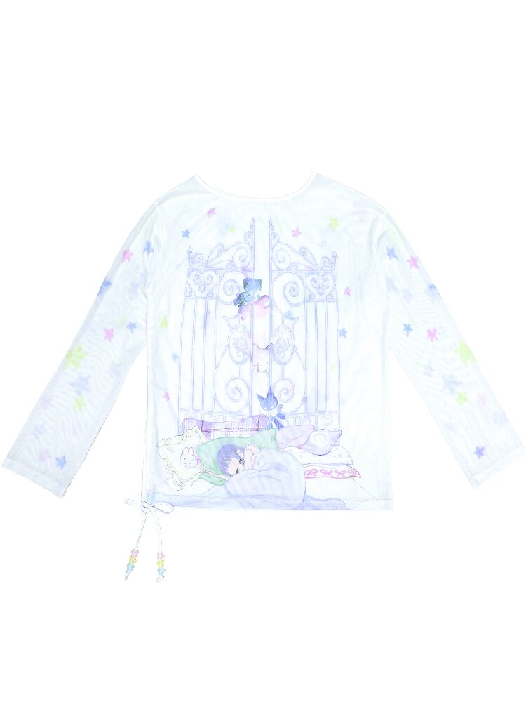 Mesh Long Sleeve Cover-Up T-Shirt【s0000017478】
