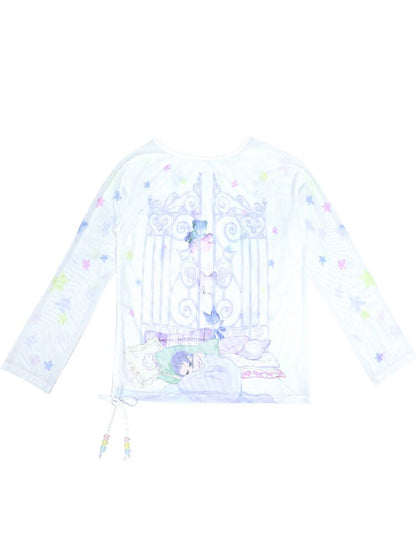 Mesh Long Sleeve Cover-Up T-Shirt【s0000017478】