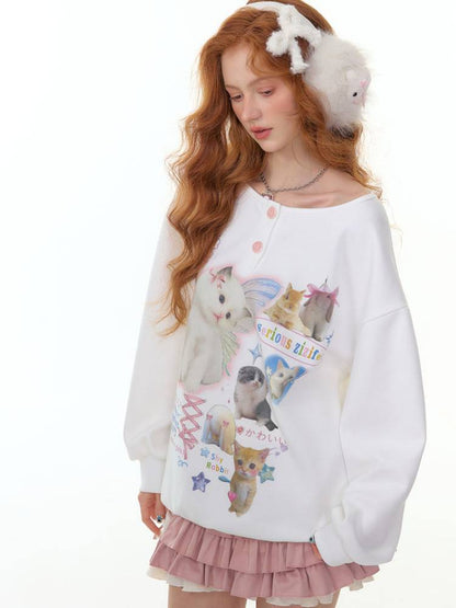 Big Round Neck Loose Lazy Sweatshirt【s0000014362】