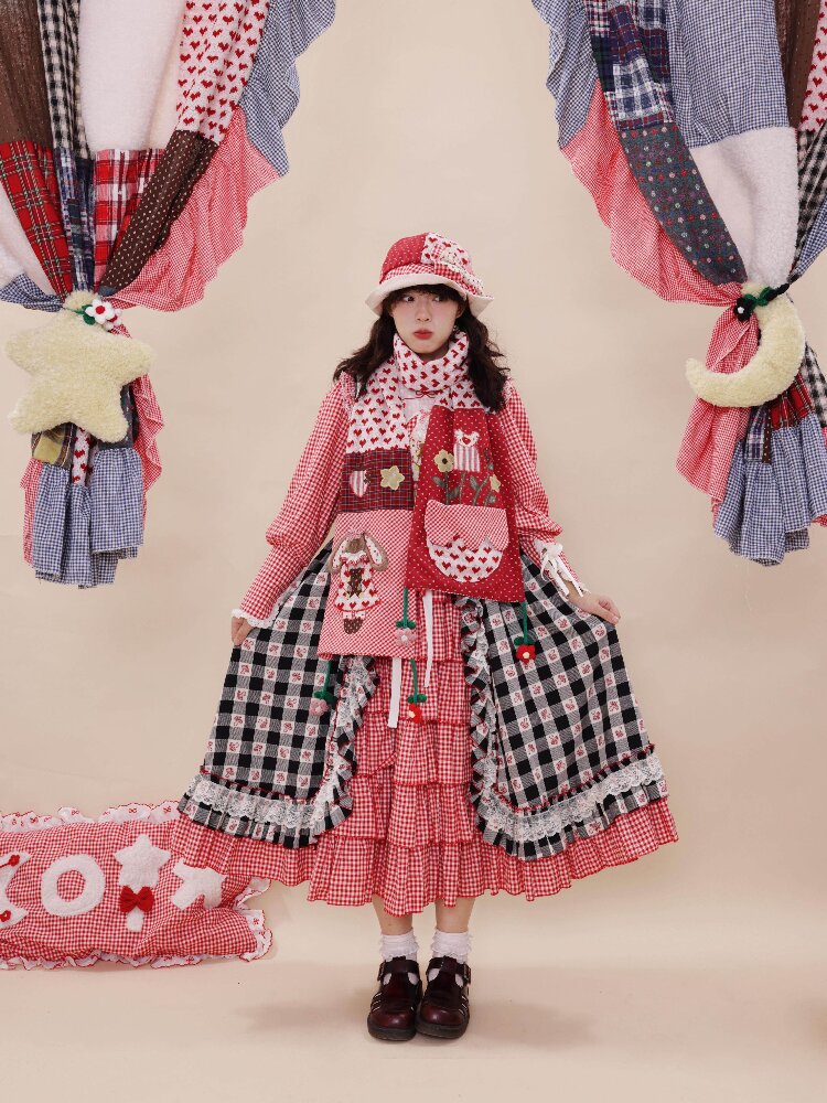 Patchwork Embroidered Rabbit Scarf【s0000019287】