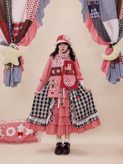 Patchwork Embroidered Rabbit Scarf【s0000019287】