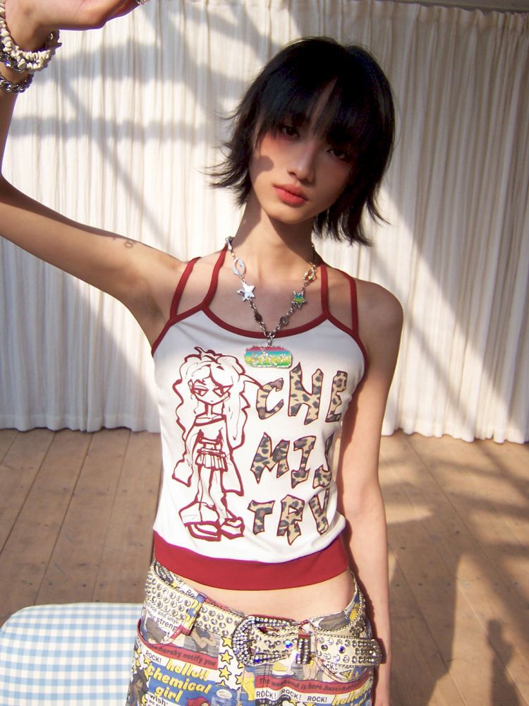 Fake two-piece manga camisole【s0000012425】