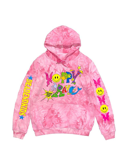 Smiley Pink Tie-Dye Hooded Sweatshirt [S0000010262]