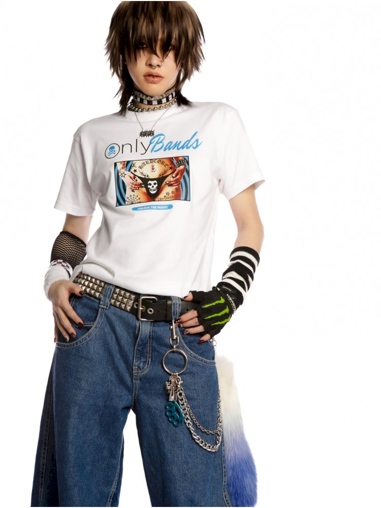 Y2K Street Unisex Peplum Shoulder T-Shirt【s0000013604】