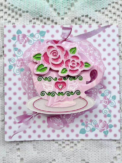 Rose Coffee Cup Printed Hair Clip【s0000017461】