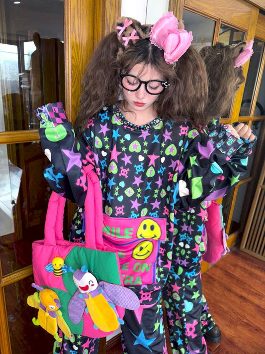 Y2K Dopamine Loose Fleece Long Sleeve Top【s0000014634】