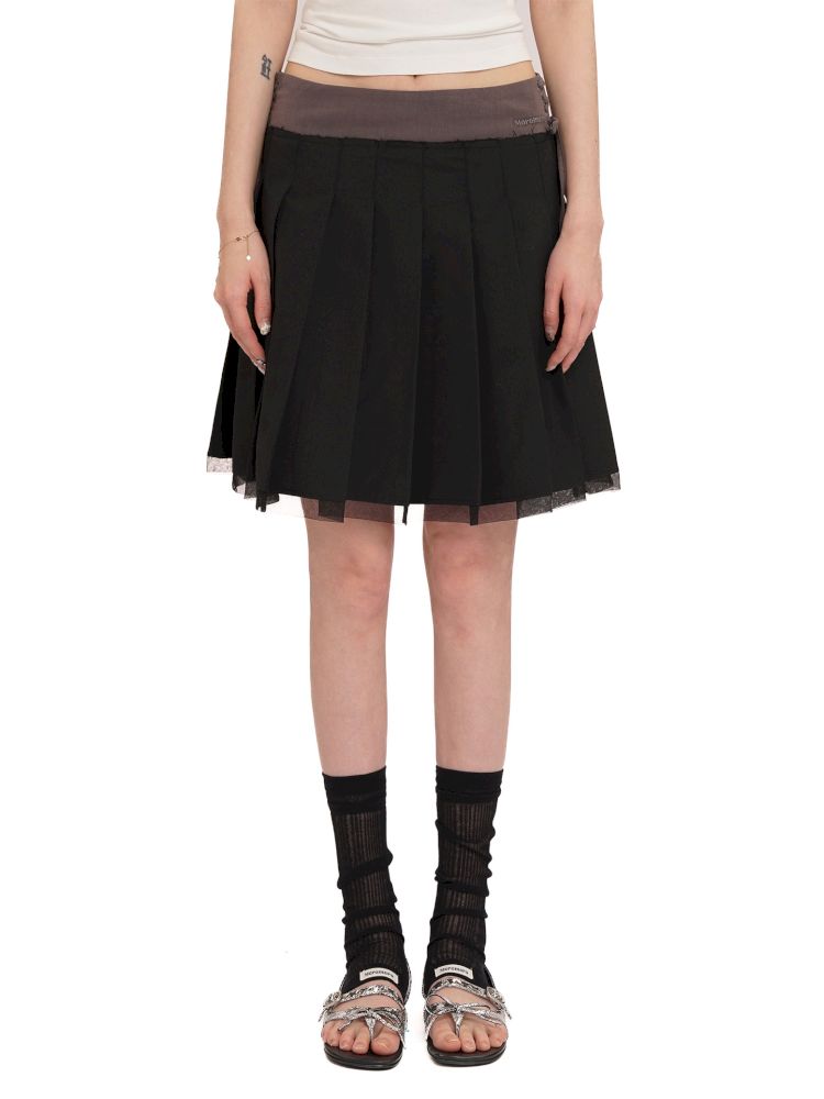 Hem Layered Mesh Pleated Skirt【s0000013431】