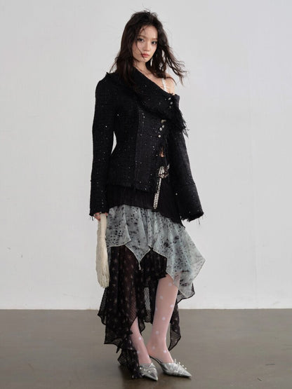 Leopard Print Splicing Chiffon Skirt【s0000015697】