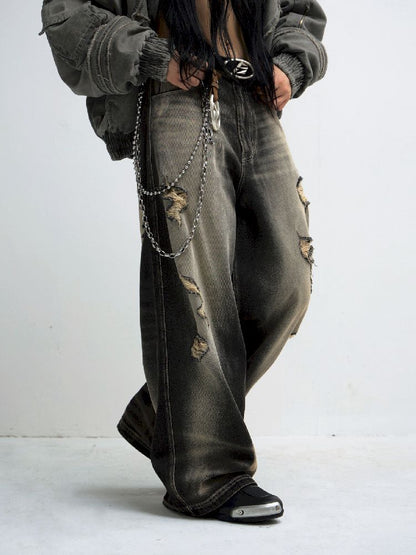 Hole Breaking Wide Leg Jeans【s0000011365】