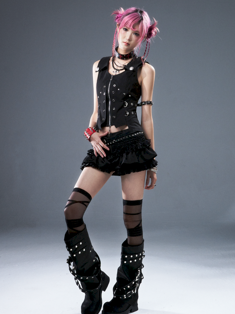 Punk Metal Slim-Fit Waist-Defining Vest【s0000012939】