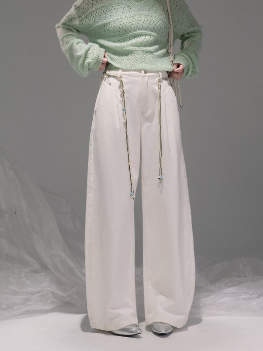 Heather White Lyocell Scimitar Jeans【s0000015747】