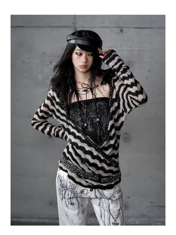 Two-Piece Set Striped Knit Top【s0000013953】