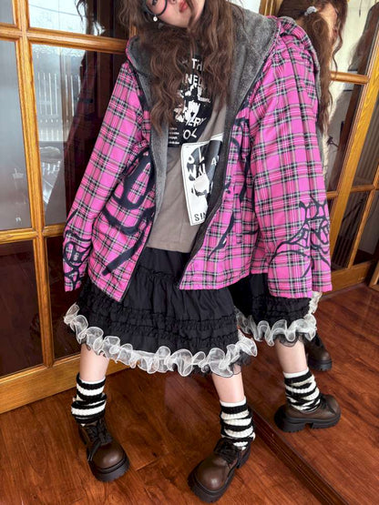 Y2K Subculture Loose Hooded Fleece Jacket【s0000014632】