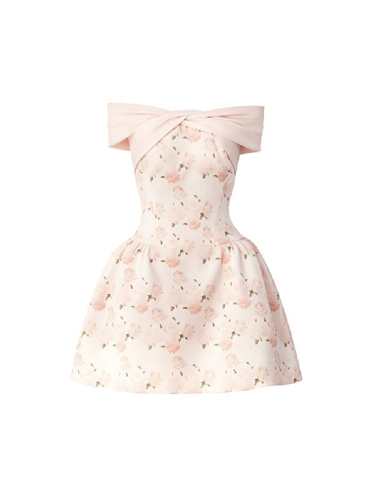 Satin Rose Oil Painting Puffy Dress【s0000016879】
