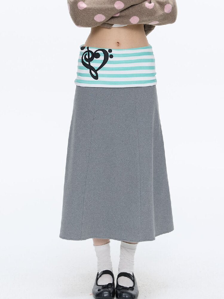 Color Blocking Striped Midi Skirt【s0000016383】