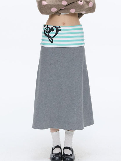 Color Blocking Striped Midi Skirt【s0000016383】