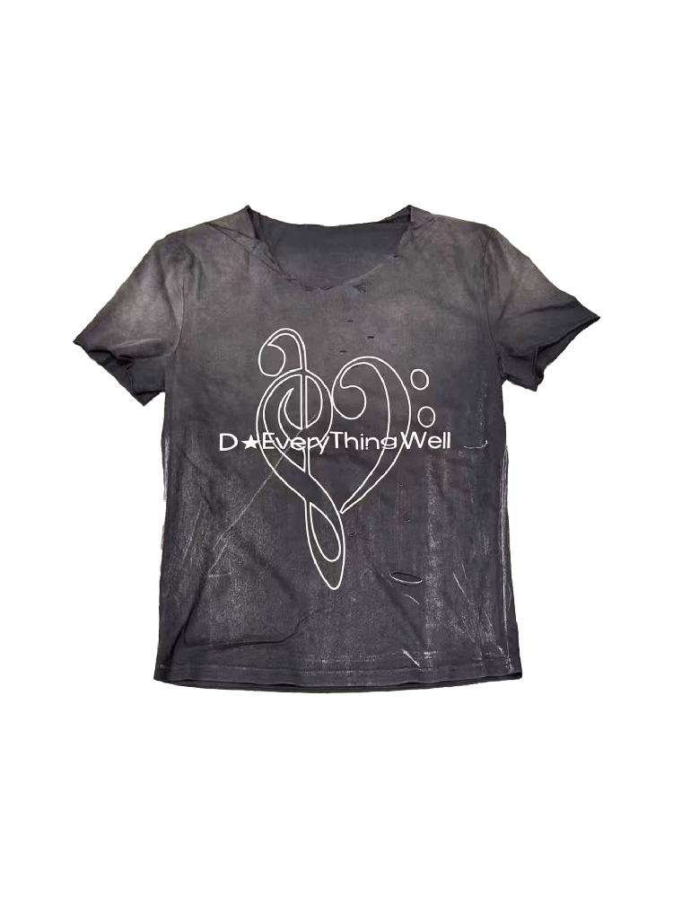 Heavy Wash Cut Neckline Short-Sleeve Tee【s0000018269】
