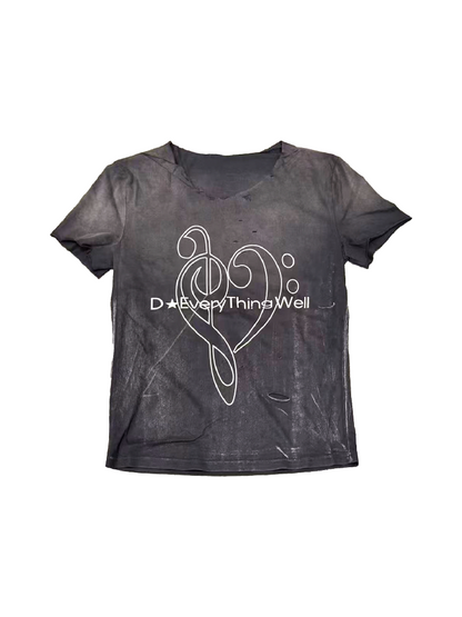 Heavy Wash Cut Neckline Short-Sleeve Tee【s0000018269】