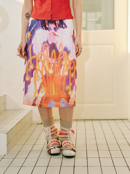 Star Volcano Mesh Pleated Skirt【s0000018697】