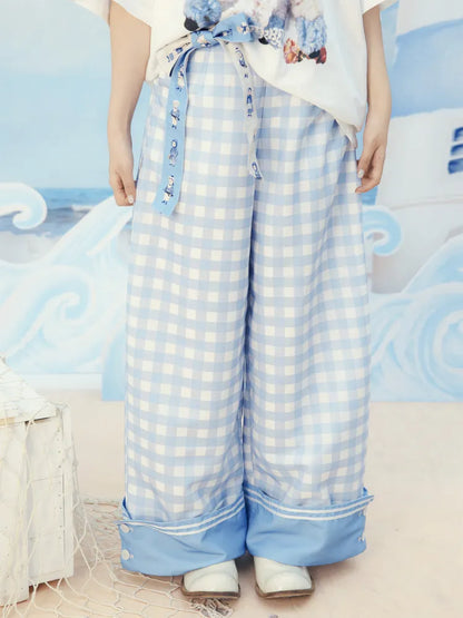 Checkered Wide-Leg Trousers【s0000014158】