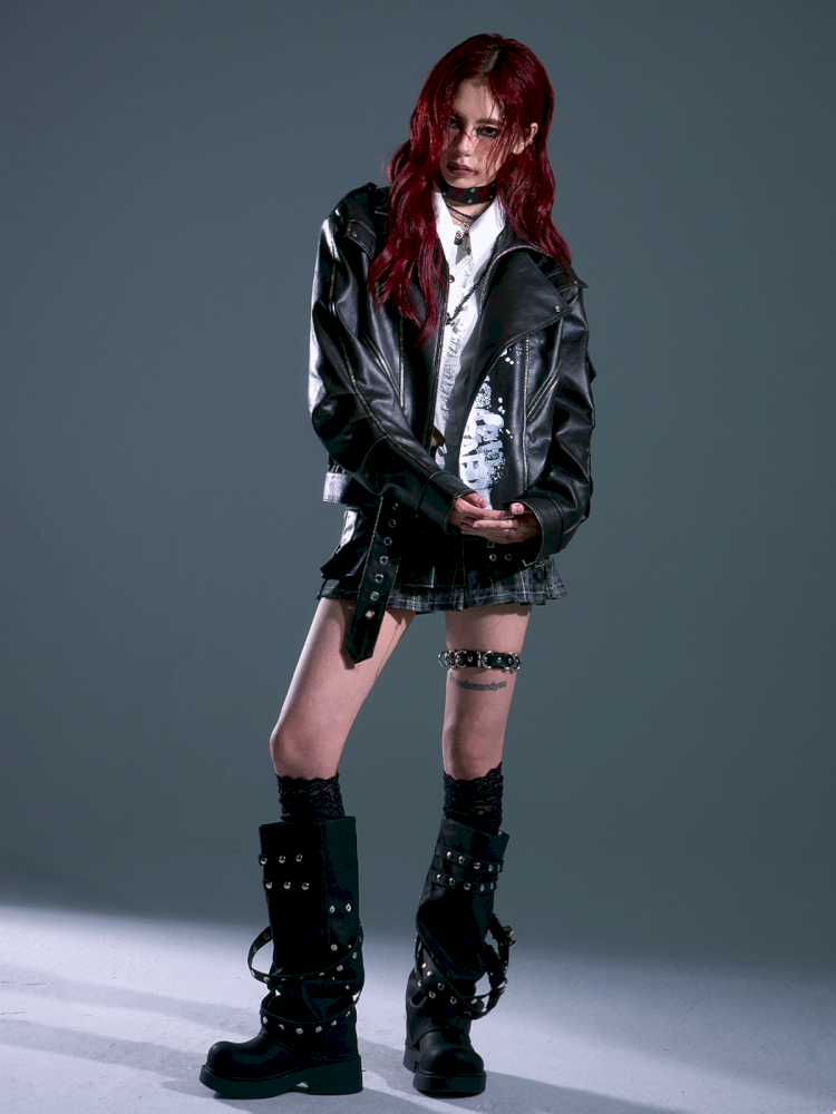 Distressed Print Oversized Wrap Coat【s0000013910】