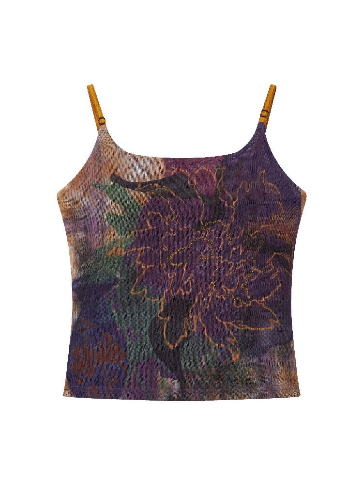 Floral Mesh Diamond Camisole【s0000016655】