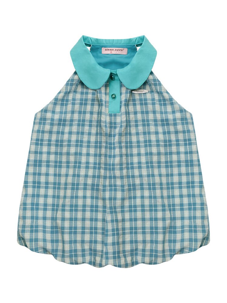 Summer Plaid Doll Collar Vest Top【s0000017153】