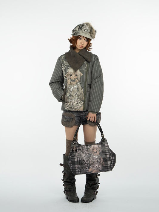 Striped Comic Character Down Jacket【s0000018074】