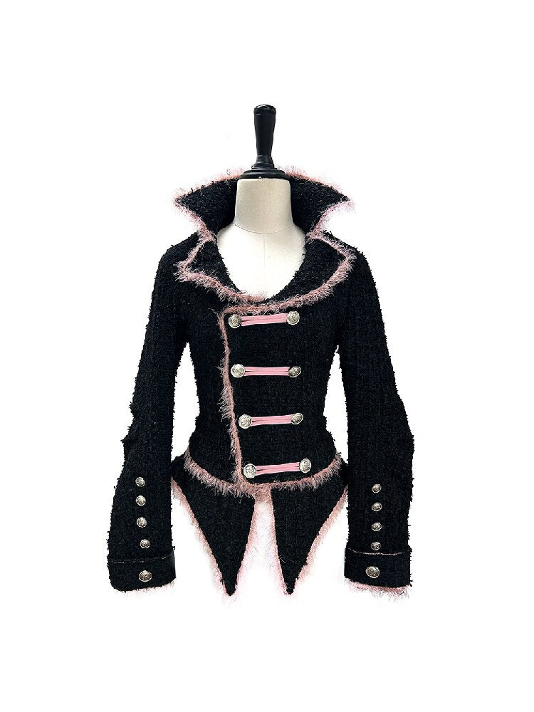 Black Sweet Woolen Tunic Jacket【s0000016224】