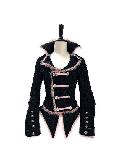 Black Sweet Woolen Tunic Jacket【s0000016224】