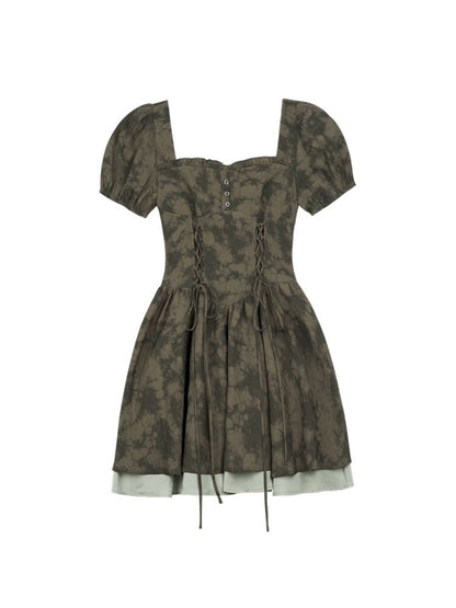 Romantic fairy sense tie-dye printing dress【s0000013371】