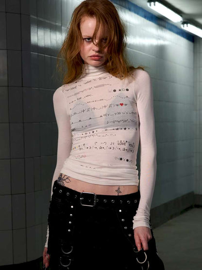 Wool Blend Emoji Stripe Turtleneck【s0000014648】