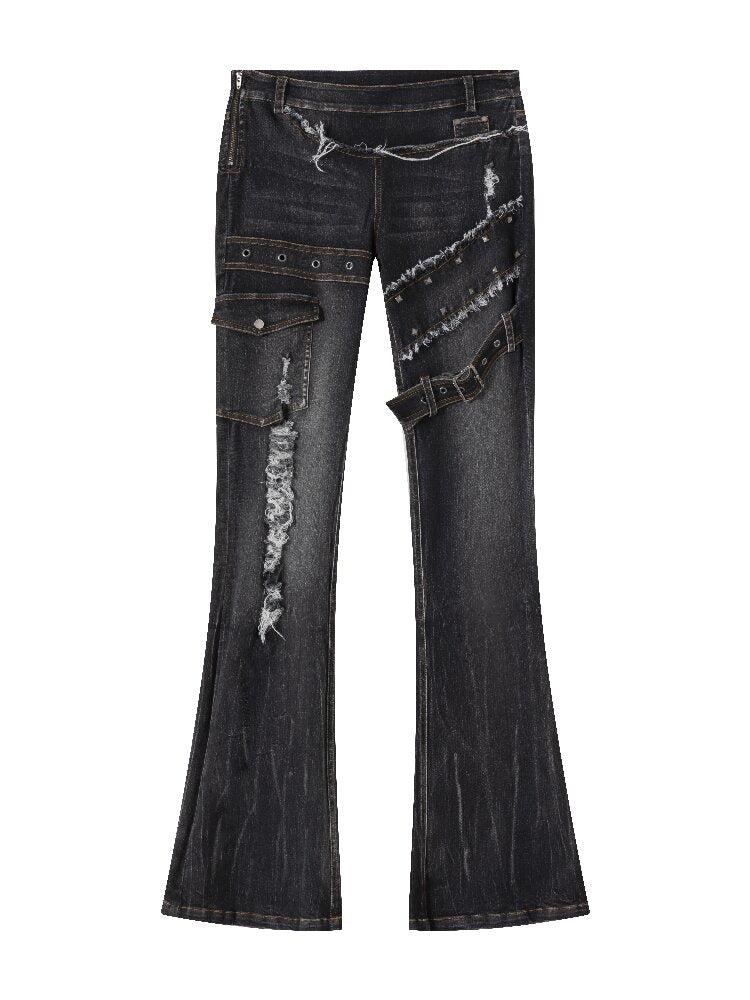 Splicing Hole Grunge Straight Jeans【s0000016284】