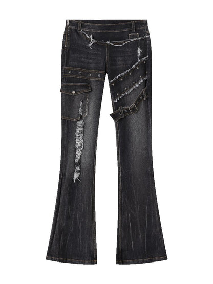 Splicing Hole Grunge Straight Jeans【s0000016284】