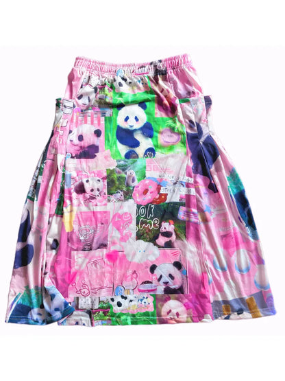 Elastic Waist Cute Print Midi Skirt【s0000013982】