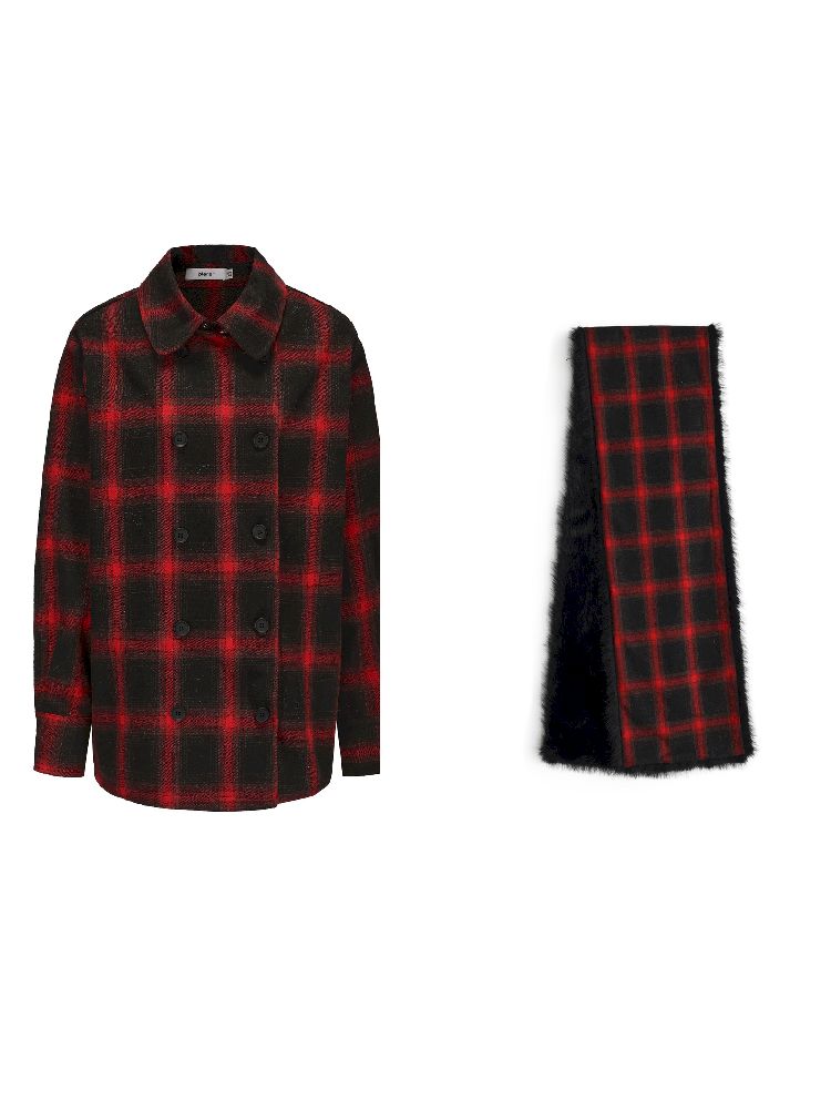 REVERSIBLE SCARF + RED PLAID SHIRT [S0000010950]