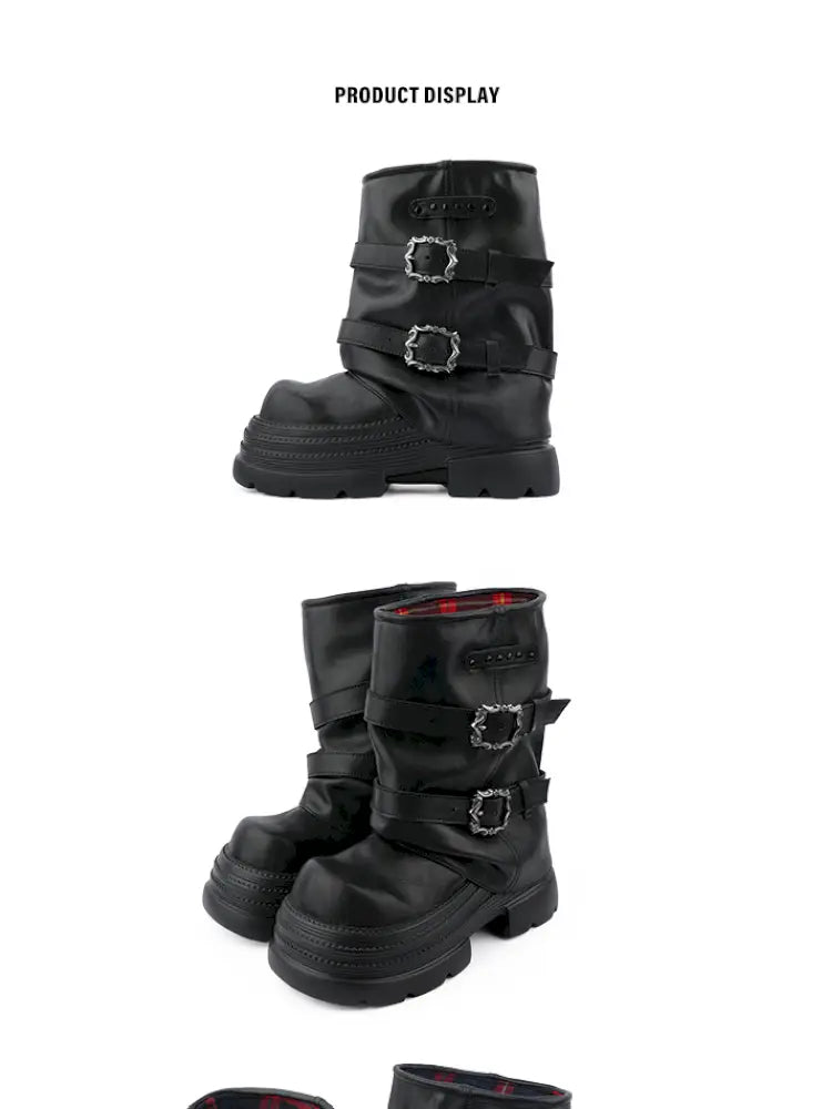 Thick Sole Mid-Calf Western Boots【s0000014186】