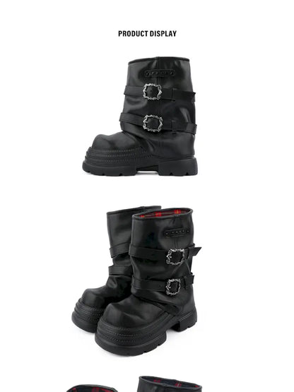 Thick Sole Mid-Calf Western Boots【s0000014186】