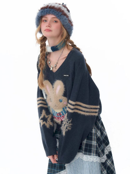 V- 넥 소프트 어두운 회색 스웨터 [S0000011496]