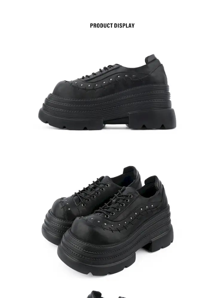 Gothic-Style Lace-Up Square-Toe Shoes【s0000014183】