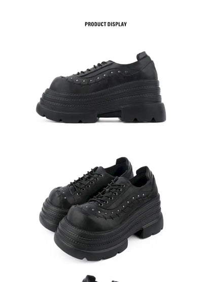 Gothic-Style Lace-Up Square-Toe Shoes【s0000014183】