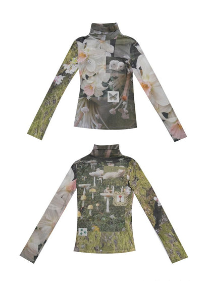 See-through mesh long sleeve sunscreen top【s0000013515】