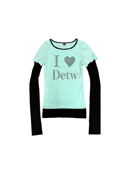 Fake Two-Piece Mint Green U-Neck T【s0000018360】