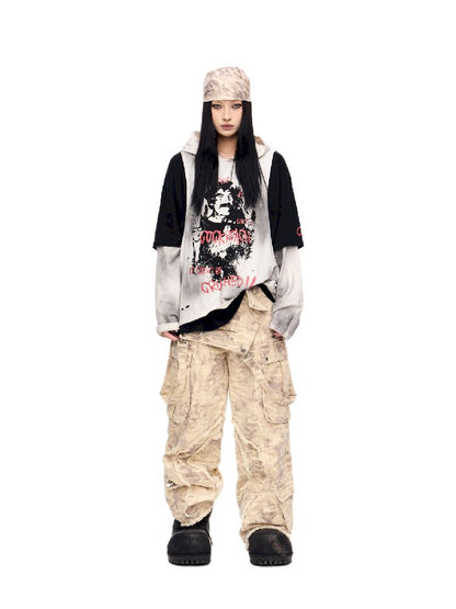 Color Rubbed Printed Long Sleeve Tee【s0000011696】