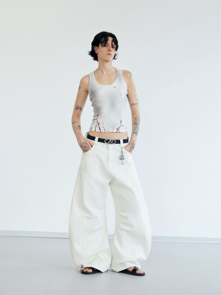 Splash ink print Slim washed tank top【s0000012477】