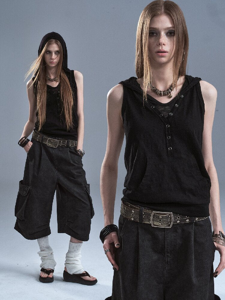 Fake Two Piece Hooded Panel Vest【s0000016903】