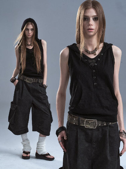 Fake Two Piece Hooded Panel Vest【s0000016903】
