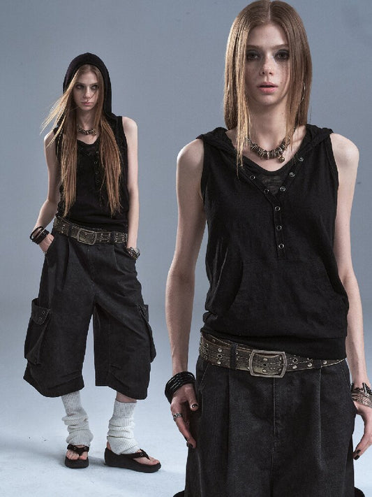 Fake Two Piece Hooded Panel Vest【s0000016903】