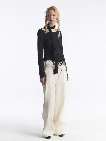 Irregular Zebra Wide Leather Pant【s0000015392】